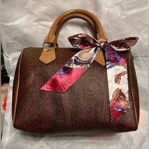 Etro EUC Bordeaux Paisley Boston Bag  Italy